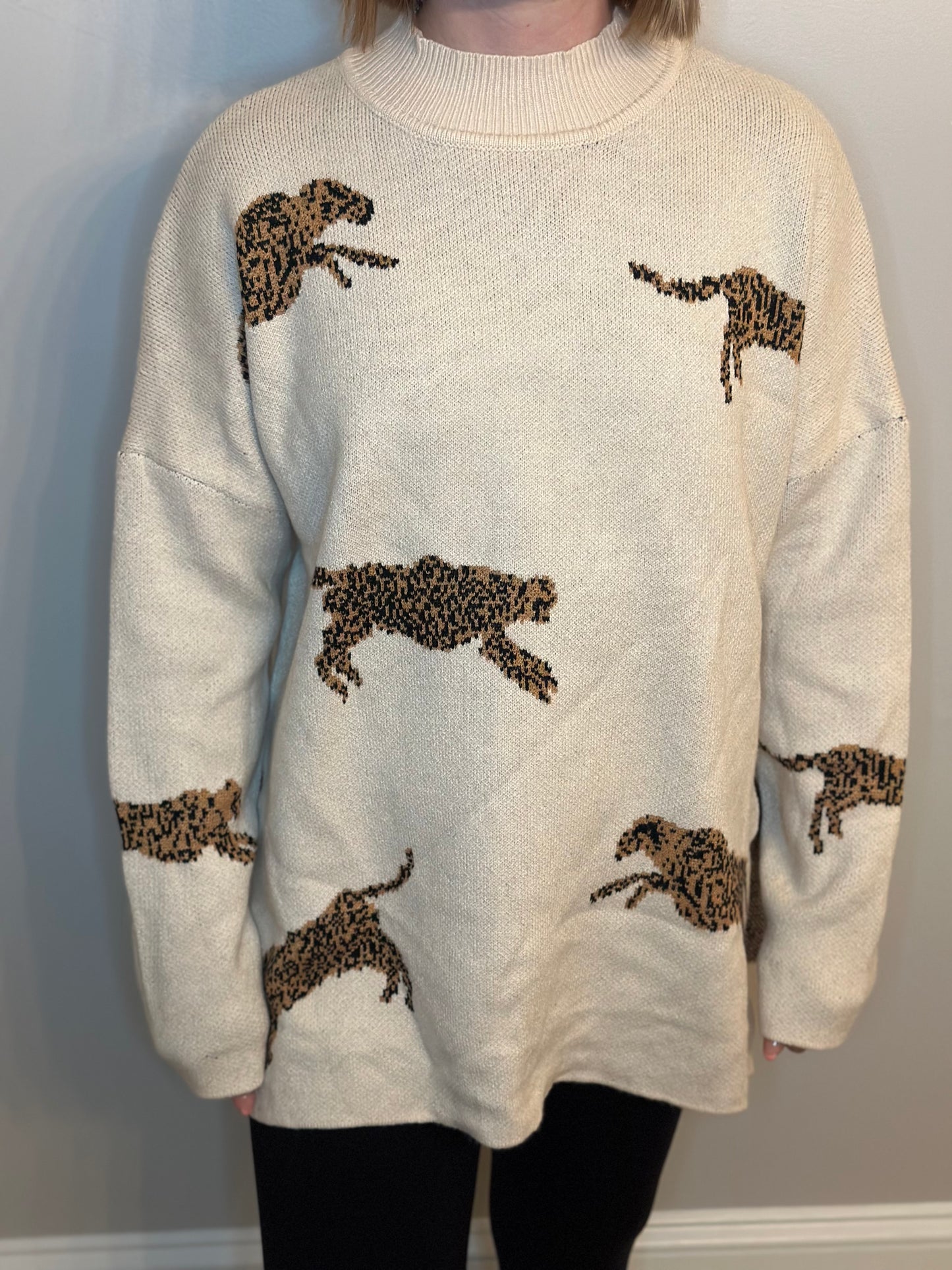 Oatmeal Leopard Sweater